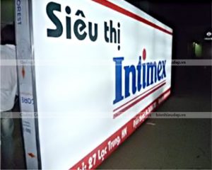 Biển quảng cáo hộp đèn mặt tiền kích thước lớn siêu thị Intimex