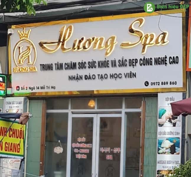 Biển hiệu spa cao cấp inox vàng gương